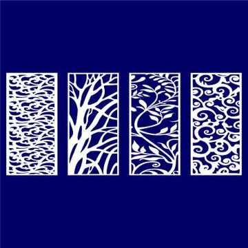 Laser cut cnc panel design for metal, wooden room divider. Stock Illustration