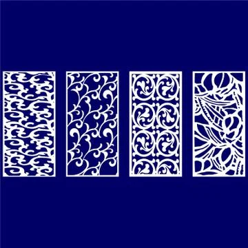 Laser cut cnc panel design for metal, wooden room divider. Stock Illustration