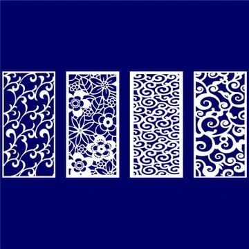 Laser cut cnc panel design for metal, wooden room divider. Stock Illustration