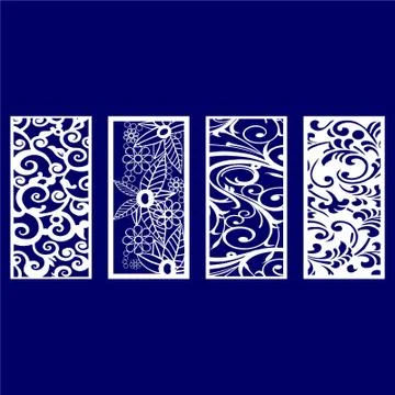 Laser cut cnc panel design for metal, wooden room divider. Stock Illustration