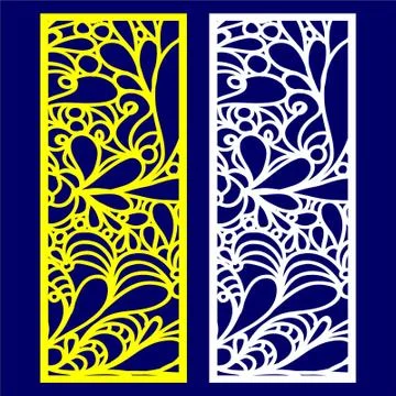 Laser cut cnc panel design for metal, wooden room divider. Stock Illustration