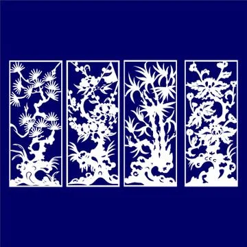Laser cut cnc panel design for metal, wooden room divider. Stock Illustration