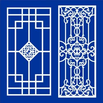 Laser cut cnc panel design for metal, wooden room divider. Stock Illustration