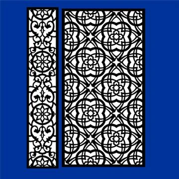 Laser cut cnc panel design for metal, wooden room divider. イラスト素材