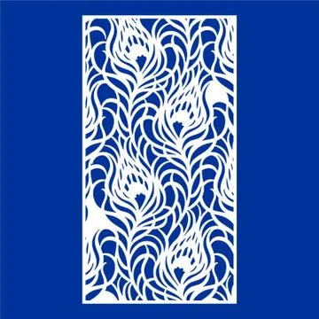 Laser cut cnc panel design for metal, wooden room divider. Illustrazione stock