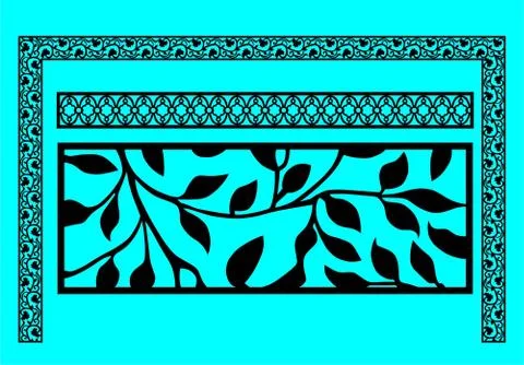 Laser cut cnc panel design for metal, wooden room divider. Stock Illustration