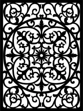 Laser cut cnc panel design for metal, wooden room divider. Stock Illustration