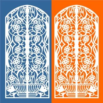 Laser cut cnc panel design for metal, wooden room divider. Stock Illustration