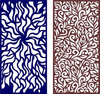 Laser cut cnc panel design for metal, wooden room divider. Stock Illustration