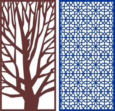 Laser cut cnc panel design for metal, wooden room divider. Stock Illustration