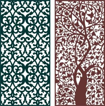 Laser cut cnc panel design for metal, wooden room divider. Stock Illustration