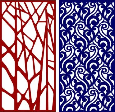 Laser cut cnc panel design for metal, wooden room divider. Illustrazione stock