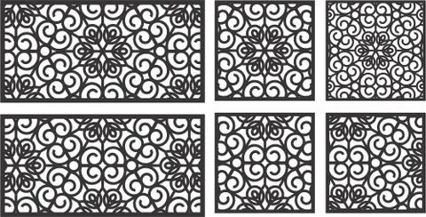 Laser cut cnc panel design for metal, wooden room divider. イラスト素材