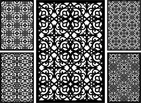 Laser cut cnc panel design for metal, wooden room divider. Stock Illustration