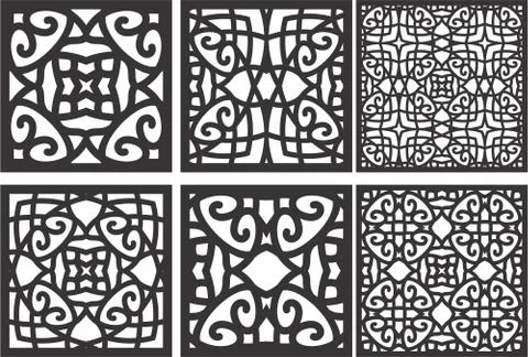 Laser cut cnc panel design for metal, wooden room divider. Stock Illustration