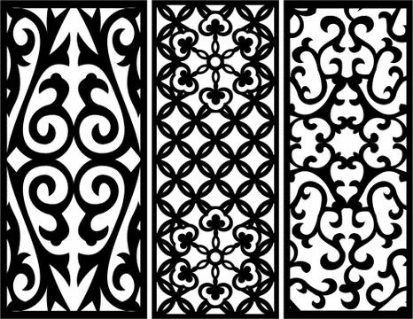 Laser cut cnc panel design for metal, wooden room divider. Stock Illustration