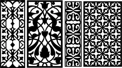 Laser cut cnc panel design for metal, wooden room divider. Illustrazione stock