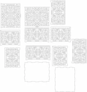 Laser cut cnc panel design for metal, wooden room divider. Illustrazione stock