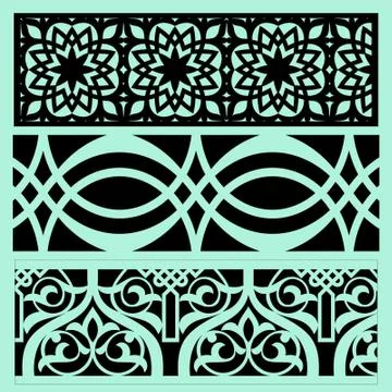 Laser cut cnc panel design for metal, wooden room divider. Stock Illustration