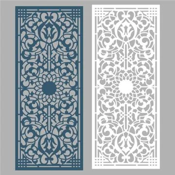 Laser cut cnc panel design for metal, wooden room divider. Stock Illustration