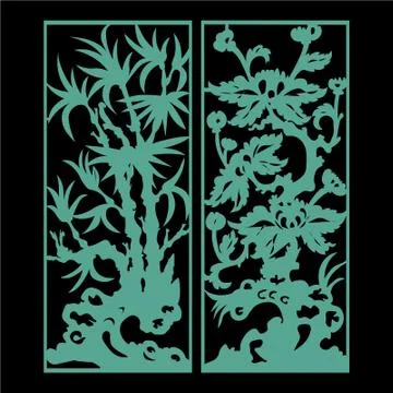 Laser cut cnc panel design for metal, wooden room divider. Stock Illustration