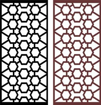 Laser cut cnc panel design for metal, wooden room divider. Stock Illustration