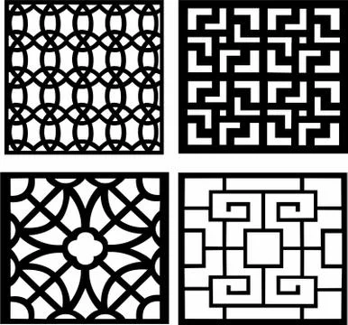 Laser cut cnc panel design for metal, wooden room divider. Stock Illustration