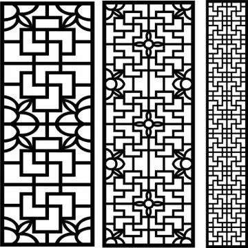 Laser cut cnc panel design for metal, wooden room divider. Stock Illustration