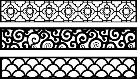 Laser cut cnc panel design for metal, wooden room divider. Stock Illustration