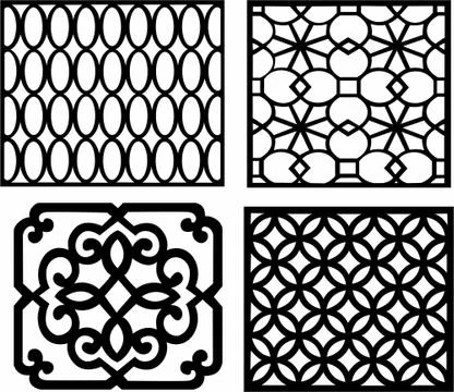 Laser cut cnc panel design for metal, wooden room divider. Stock Illustration