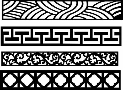 Laser cut cnc panel design for metal, wooden room divider. Stock Illustration