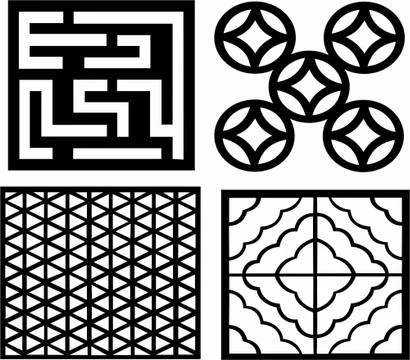 Laser cut cnc panel design for metal, wooden room divider. Stock Illustration