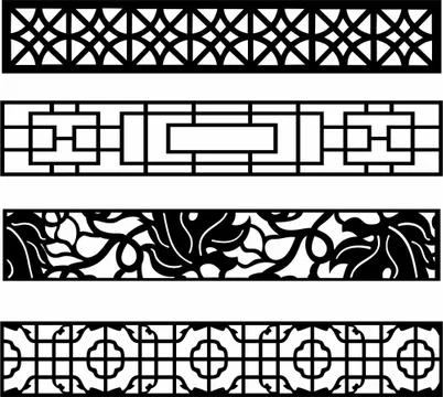 Laser cut cnc panel design for metal, wooden room divider. Stock Illustration