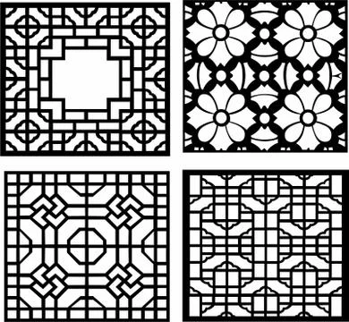 Laser cut cnc panel design for metal, wooden room divider. Stock Illustration