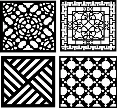 Laser cut cnc panel design for metal, wooden room divider. Stock Illustration