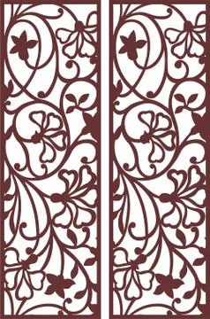 Laser cut cnc panel design for metal, wooden room divider. Stock Illustration