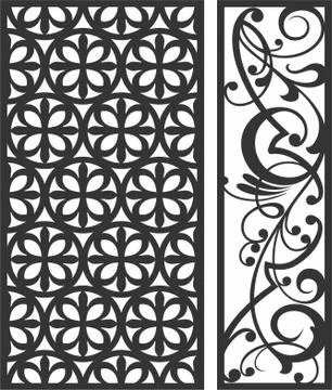 Laser cut cnc panel design for metal, wooden room divider. Stock Illustration