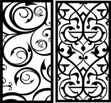 Laser cut cnc panel design for metal, wooden room divider. Stock Illustration