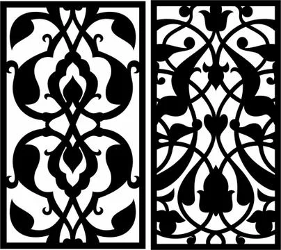 Laser cut cnc panel design for metal, wooden room divider. Illustrazione stock