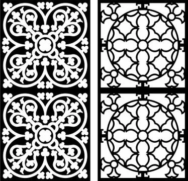 Laser cut cnc panel design for metal, wooden room divider. Stock Illustration