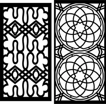 Laser cut cnc panel design for metal, wooden room divider. Stock Illustration