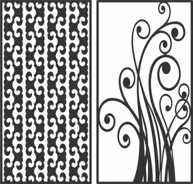 Laser cut cnc panel design for metal, wooden room divider. Stock Illustration