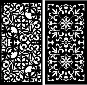 Laser cut cnc panel design for metal, wooden room divider. Stock Illustration
