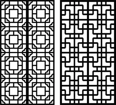 Laser cut cnc panel design for metal, wooden room divider. Stock Illustration