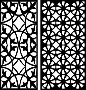 Laser cut cnc panel design for metal, wooden room divider. Stock Illustration