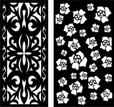 Laser cut cnc panel design for metal, wooden room divider. Stock Illustration