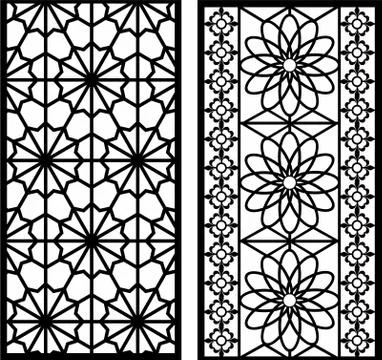 Laser cut cnc panel design for metal, wooden room divider. Stock Illustration