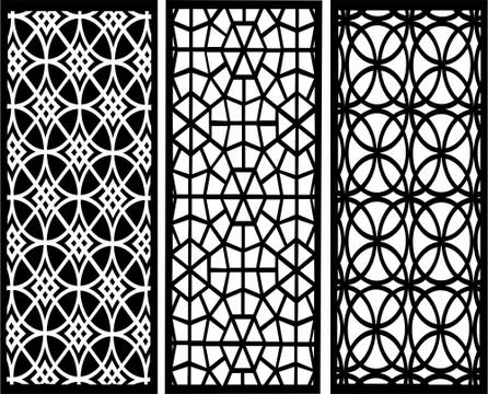 Laser cut cnc panel design for metal, wooden room divider. Stock Illustration