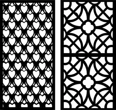 Laser cut cnc panel design for metal, wooden room divider. Stock Illustration