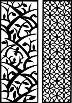 Laser cut cnc panel design for metal, wooden room divider. Illustrazione stock